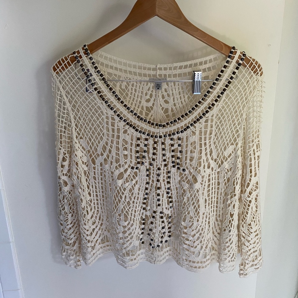 Urban Outfitters Ecote crochet bell sleeve top